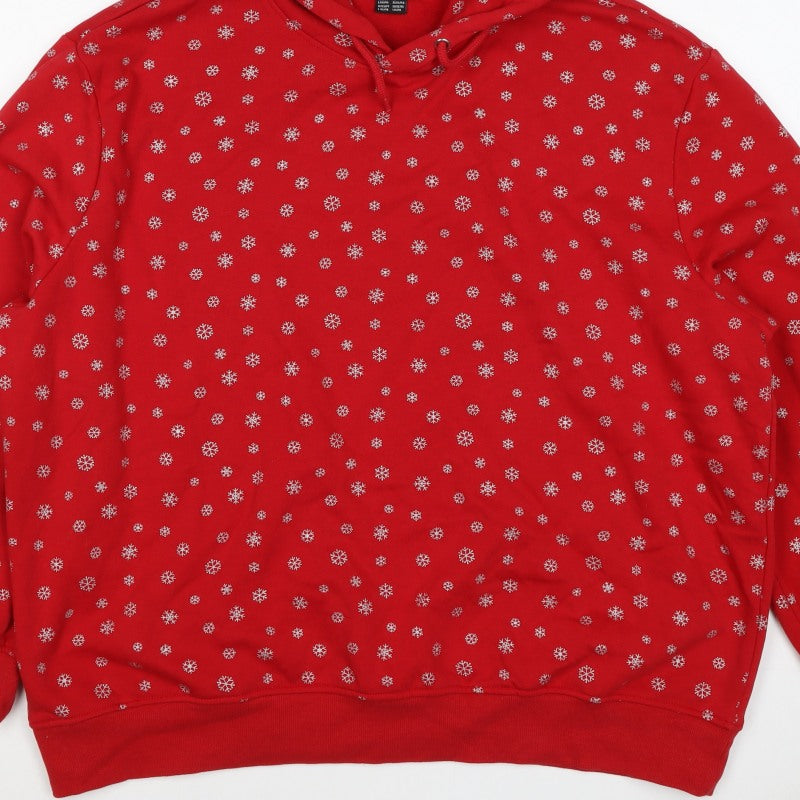 Esmara Women Red Snowflake Christmas Hoodie UK 18 Pullover