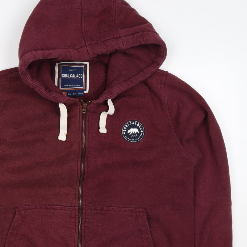 SoulCal & Co Men's Red XL Full Zip Hooded Logo Hoodie