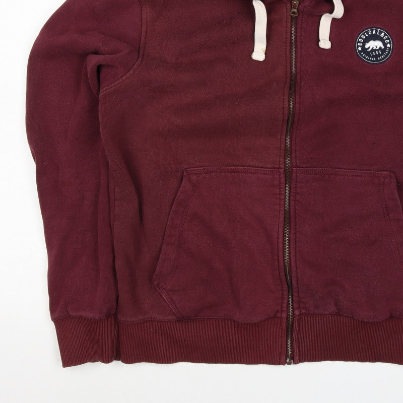 SoulCal & Co Men's Red XL Full Zip Hooded Logo Hoodie