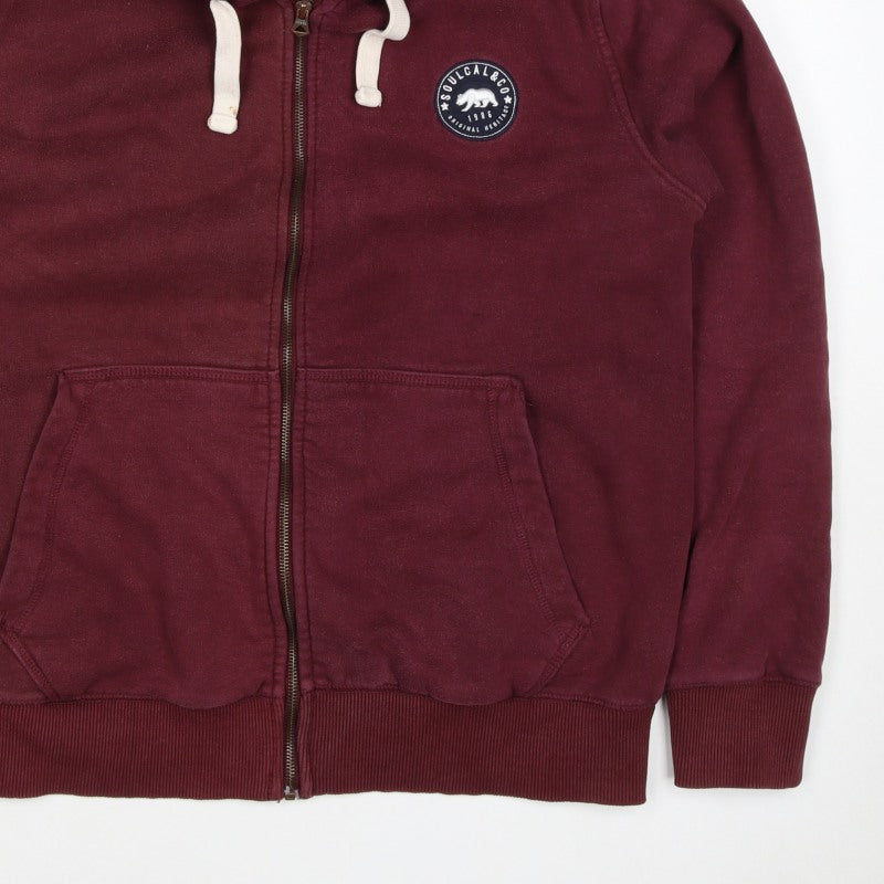 SoulCal & Co Men's Red XL Full Zip Hooded Logo Hoodie