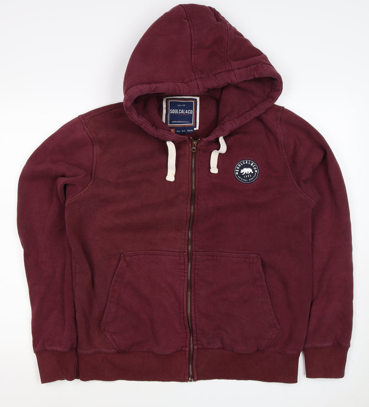 SoulCal & Co Men's Red XL Full Zip Hooded Logo Hoodie