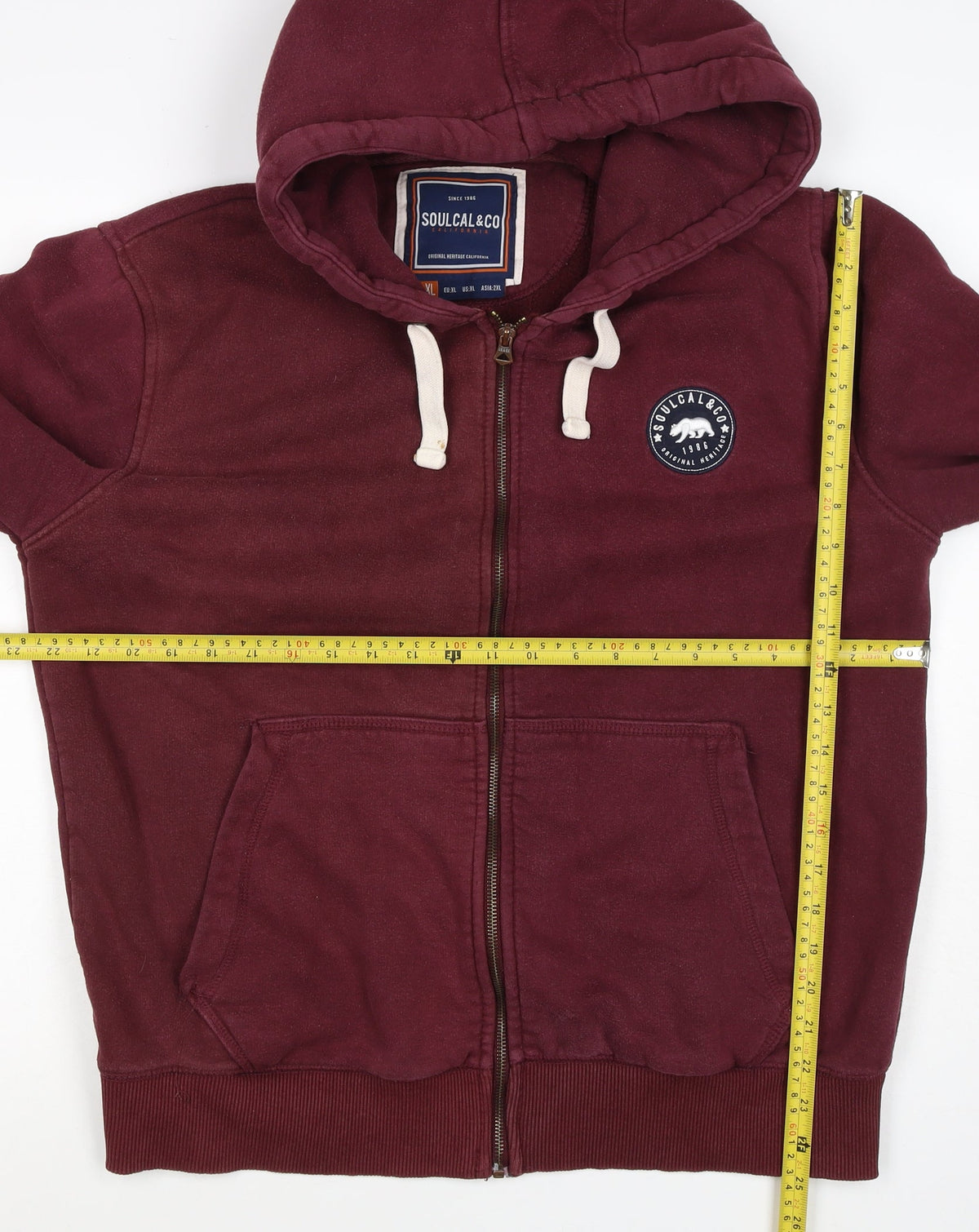SoulCal & Co Men's Red XL Full Zip Hooded Logo Hoodie