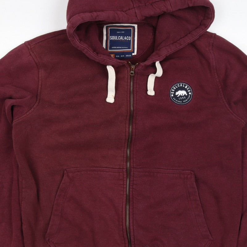 SoulCal & Co Men's Red XL Full Zip Hooded Logo Hoodie