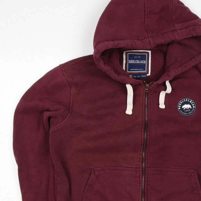 SoulCal & Co Men's Red XL Full Zip Hooded Logo Hoodie