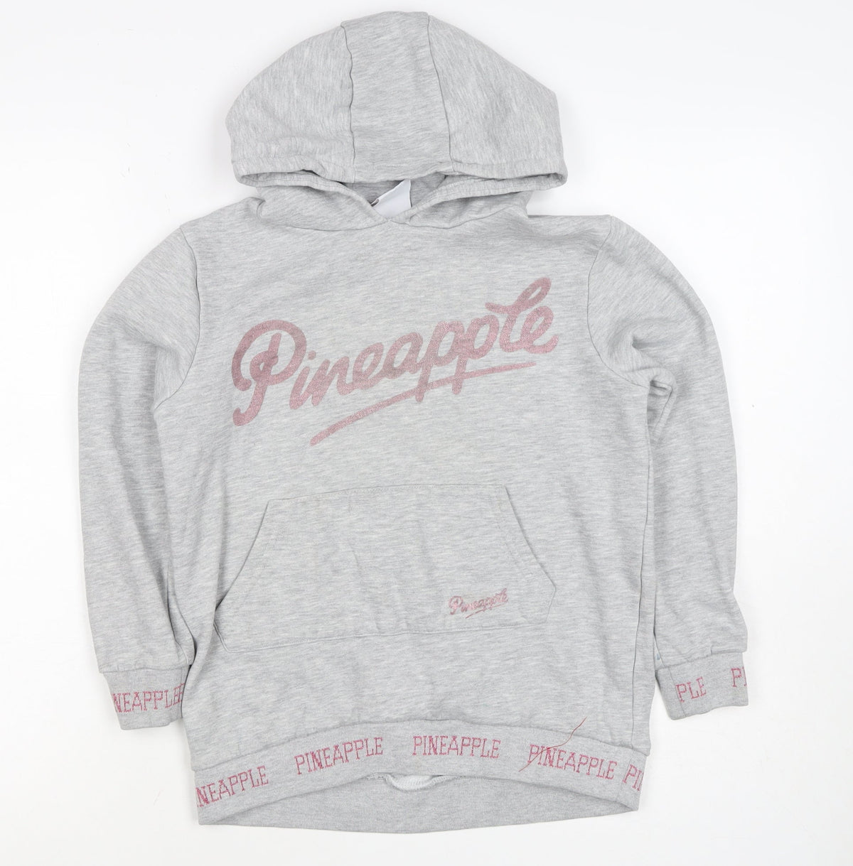 Pineapple Dance Studios Girls Grey Pink Glitter Hoodie 13 Years Pullover