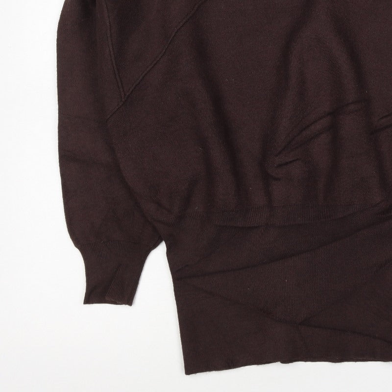 Zara Women Brown UK 12 Crew Neck Raglan Knit Pullover Jumper