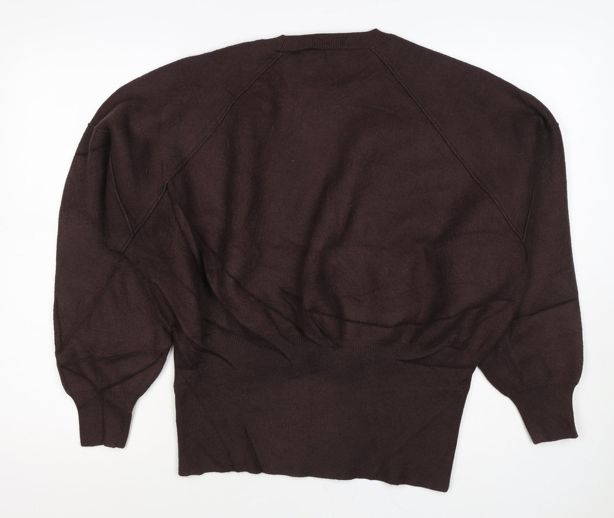 Zara Women Brown UK 12 Crew Neck Raglan Knit Pullover Jumper