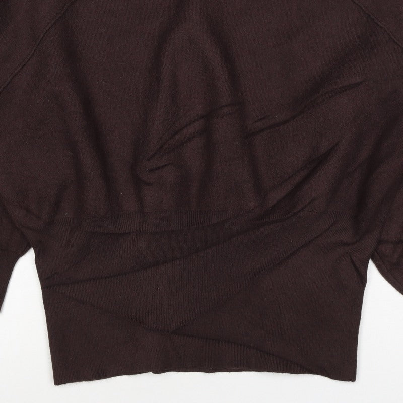 Zara Women Brown UK 12 Crew Neck Raglan Knit Pullover Jumper