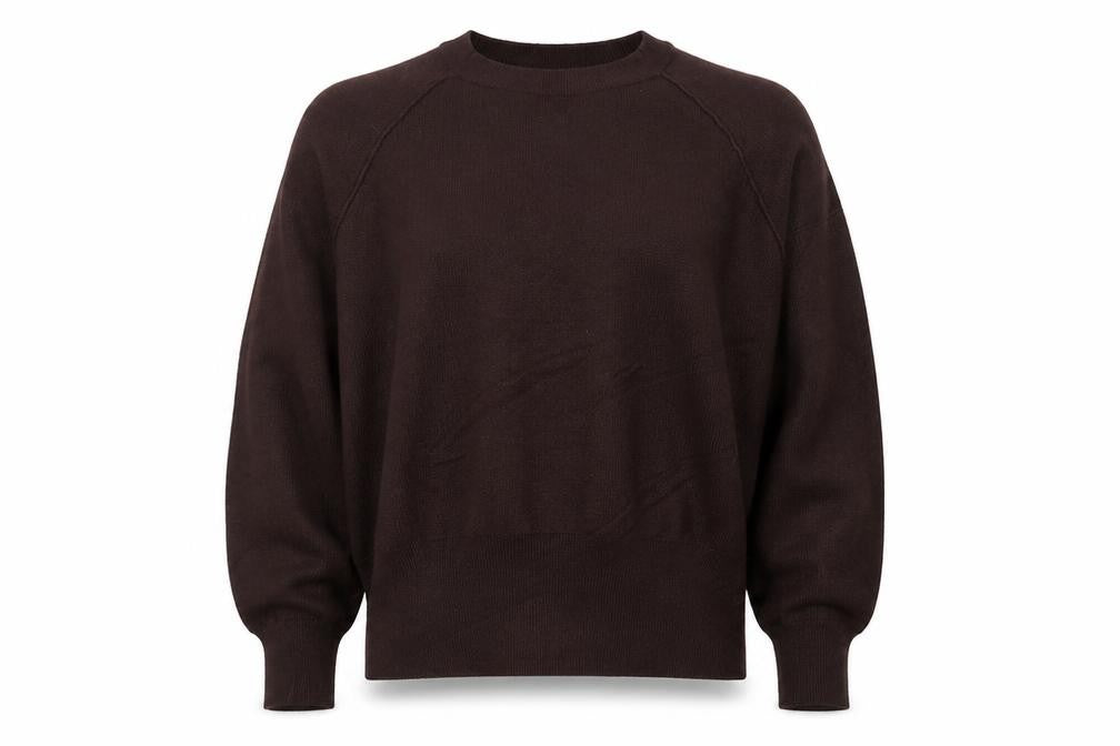 Zara Women Brown UK 12 Crew Neck Raglan Knit Pullover Jumper