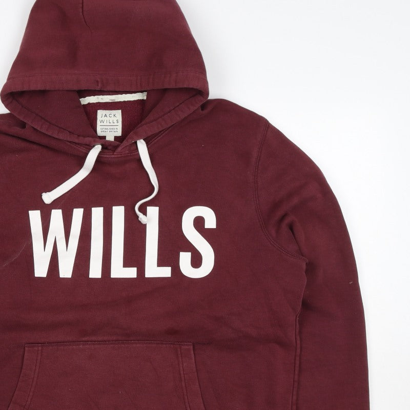 Jack Wills Men’s Red L Pullover Hoodie Graphic Logo Pocket