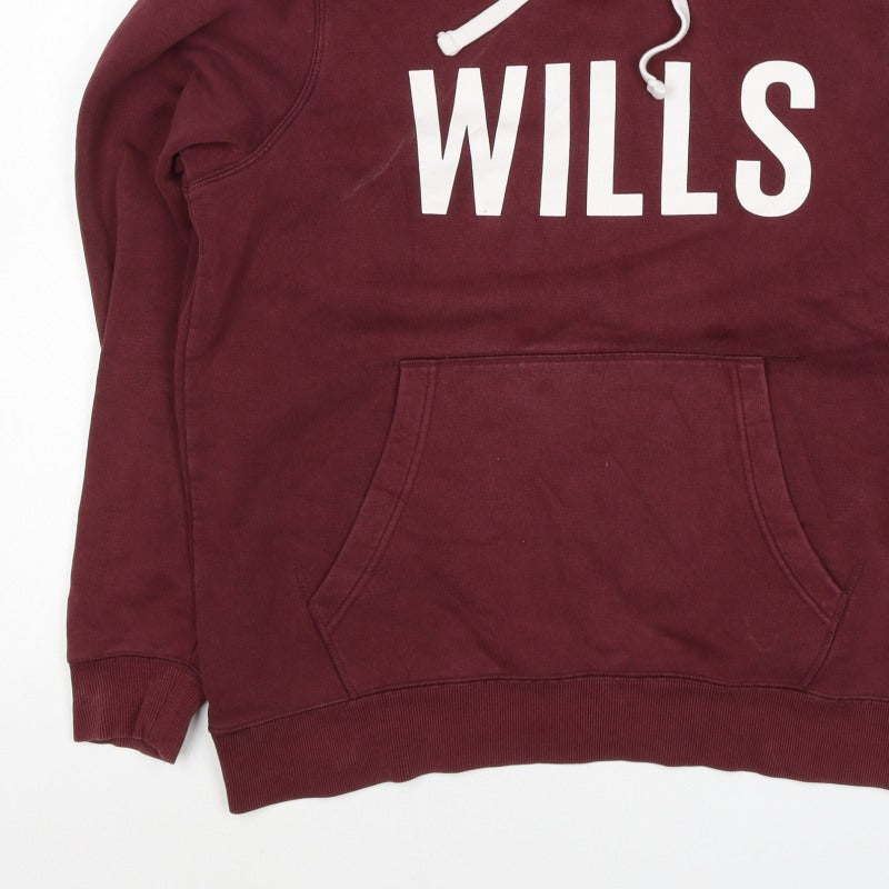 Jack Wills Men’s Red L Pullover Hoodie Graphic Logo Pocket