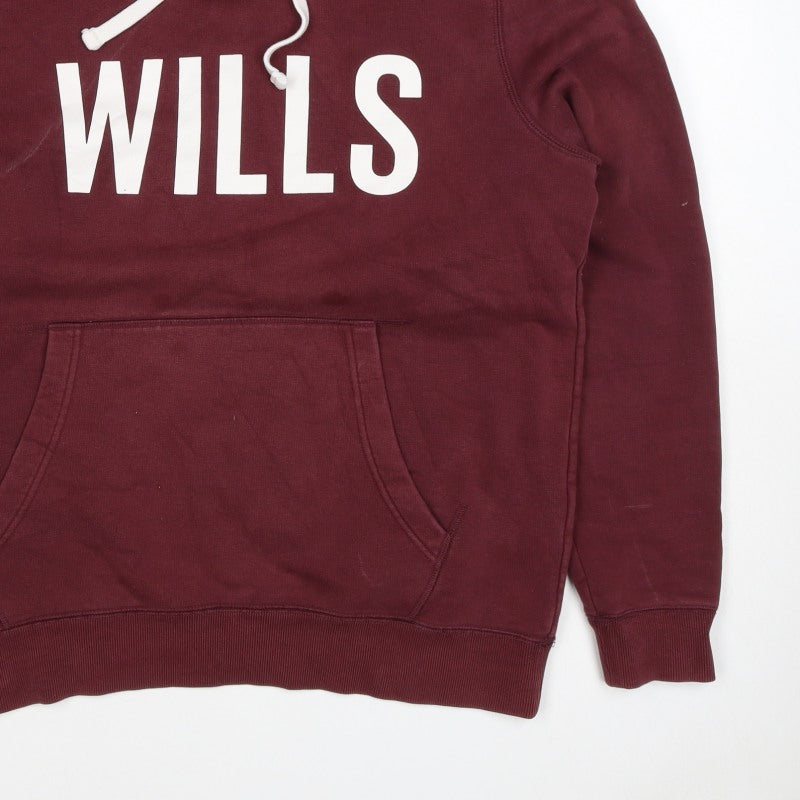 Jack Wills Men’s Red L Pullover Hoodie Graphic Logo Pocket