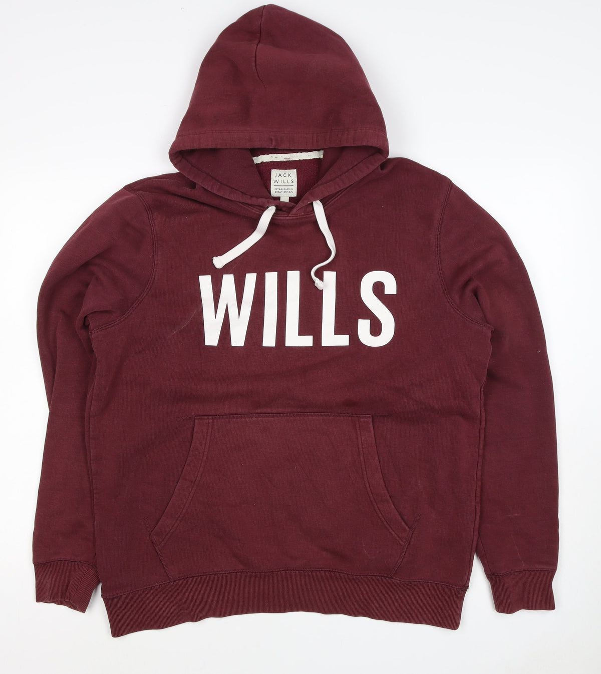 Jack Wills Men’s Red L Pullover Hoodie Graphic Logo Pocket