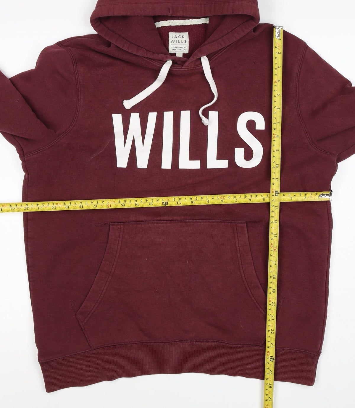 Jack Wills Men’s Red L Pullover Hoodie Graphic Logo Pocket
