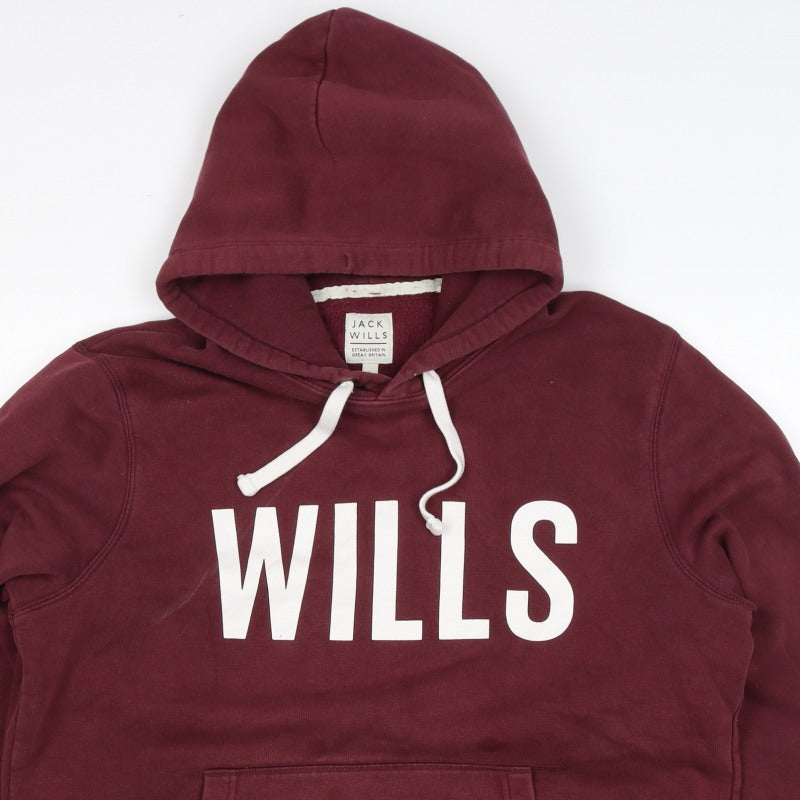 Jack Wills Men’s Red L Pullover Hoodie Graphic Logo Pocket