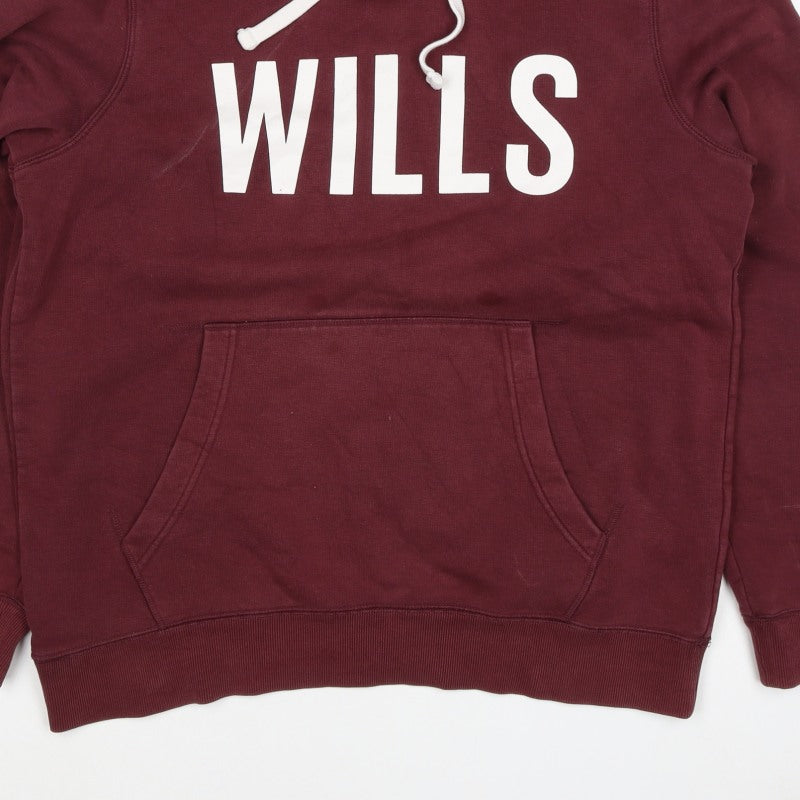 Jack Wills Men’s Red L Pullover Hoodie Graphic Logo Pocket