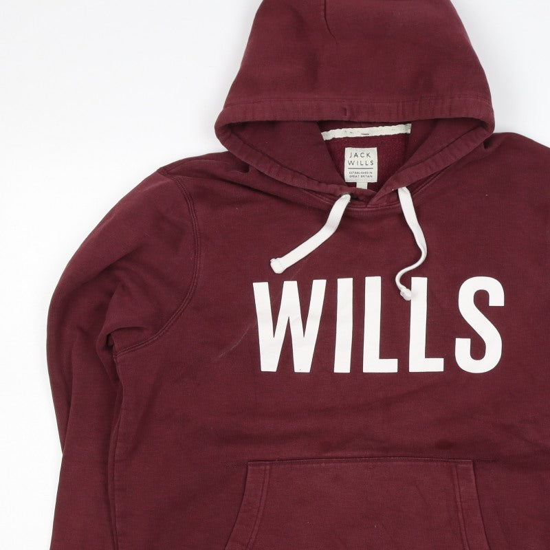 Jack Wills Men’s Red L Pullover Hoodie Graphic Logo Pocket