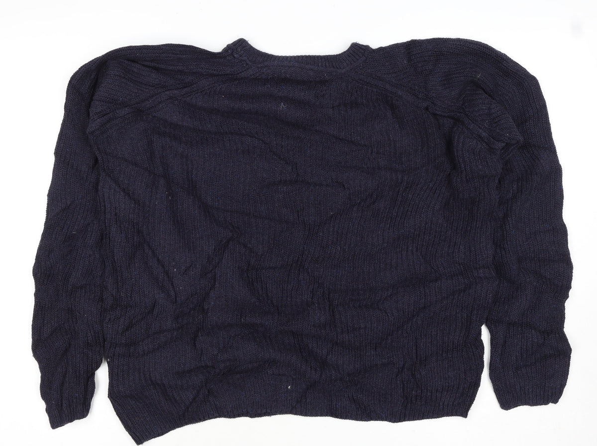 Only & Sons Unisex Navy L Cable Knit Crew Neck Cotton Jumper