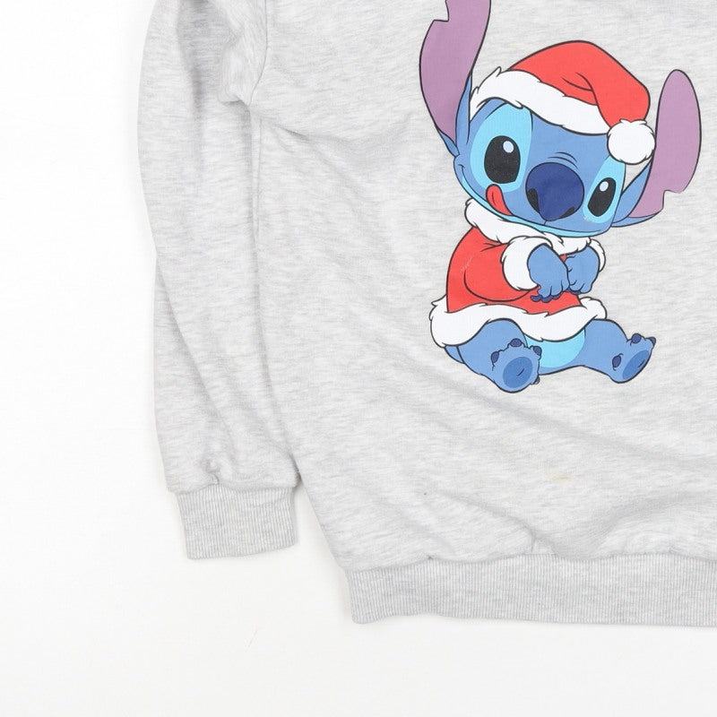 George Girls Grey 9-10 Years Stitch Christmas Graphic Sweatshirt Pullover