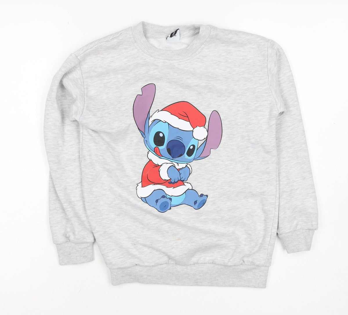 George Girls Grey 9-10 Years Stitch Christmas Graphic Sweatshirt Pullover