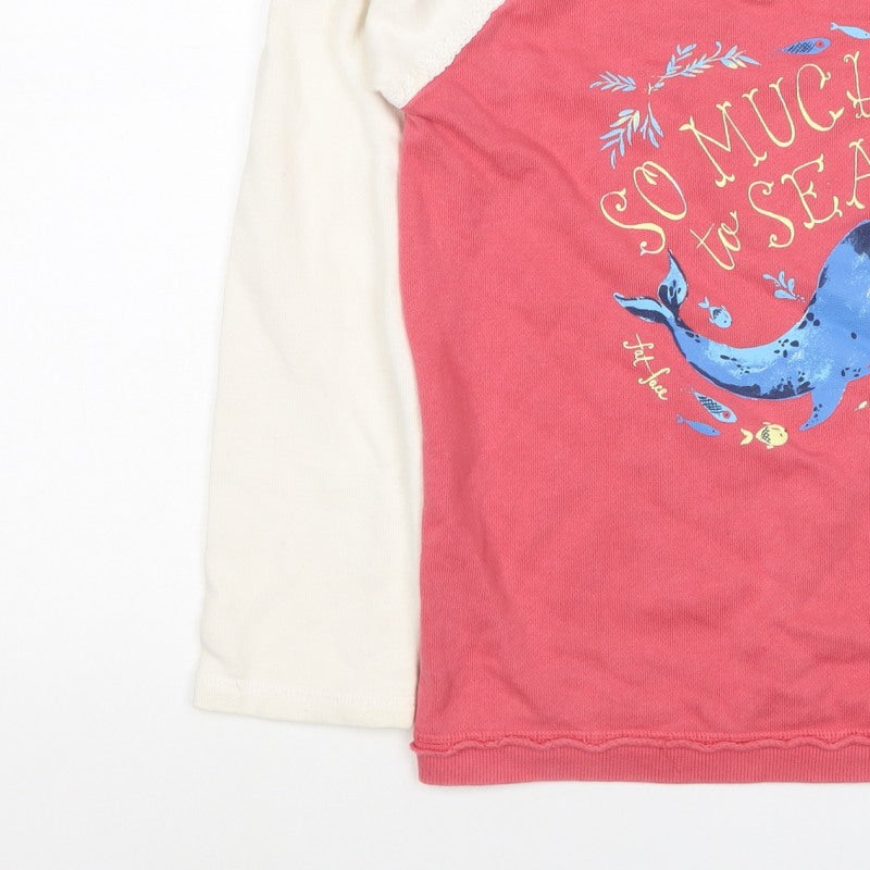 Fat Face Girls Pink Ivory 10-11 Years Pullover Graphic Sweatshirt