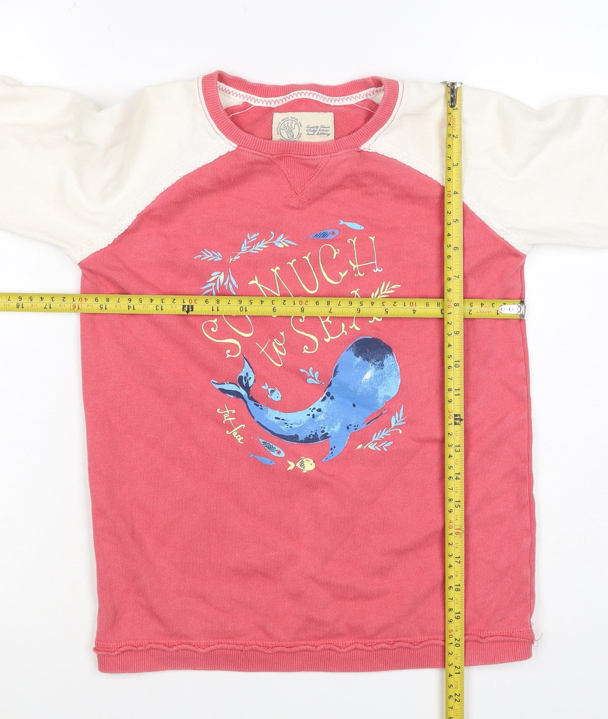 Fat Face Girls Pink Ivory 10-11 Years Pullover Graphic Sweatshirt