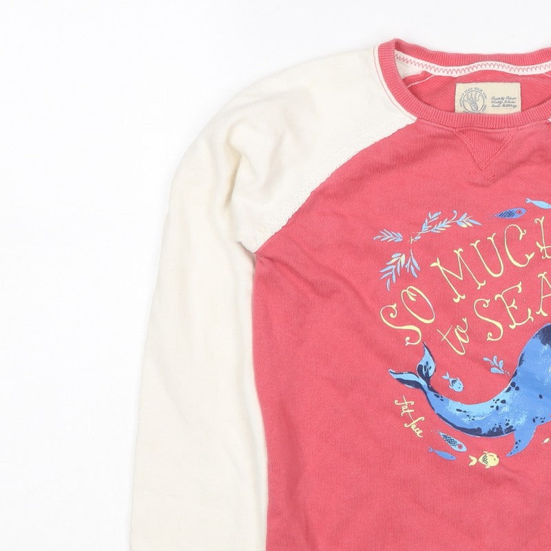Fat Face Girls Pink Ivory 10-11 Years Pullover Graphic Sweatshirt