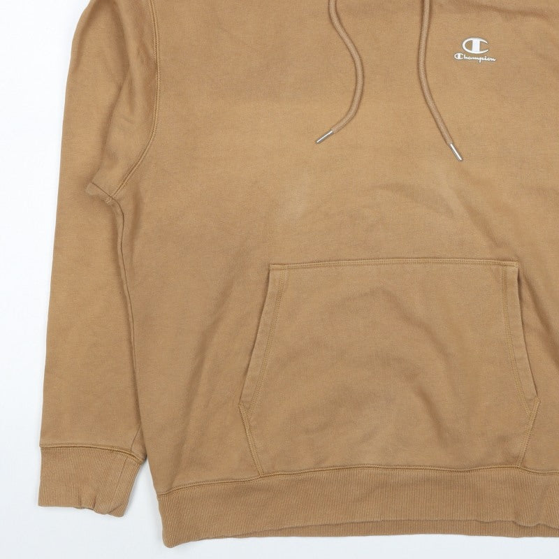 Champion Men’s Beige Large Logo Classic Fleece Pullover Hoodie