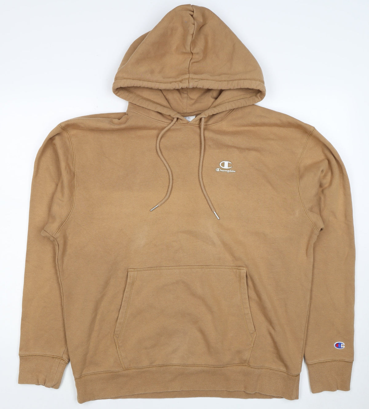 Champion Men’s Beige Large Logo Classic Fleece Pullover Hoodie