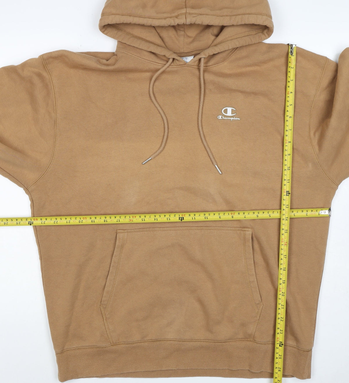 Champion Men’s Beige Large Logo Classic Fleece Pullover Hoodie