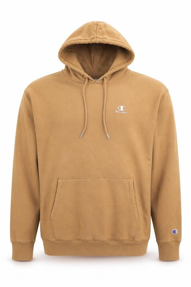 Champion Men’s Beige Large Logo Classic Fleece Pullover Hoodie