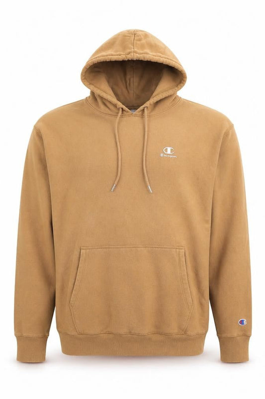 Champion Men’s Beige Large Logo Classic Fleece Pullover Hoodie