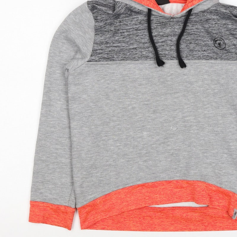 Liverpool FC Boys Grey Orange Pullover Hoodie 11-12 Years Football
