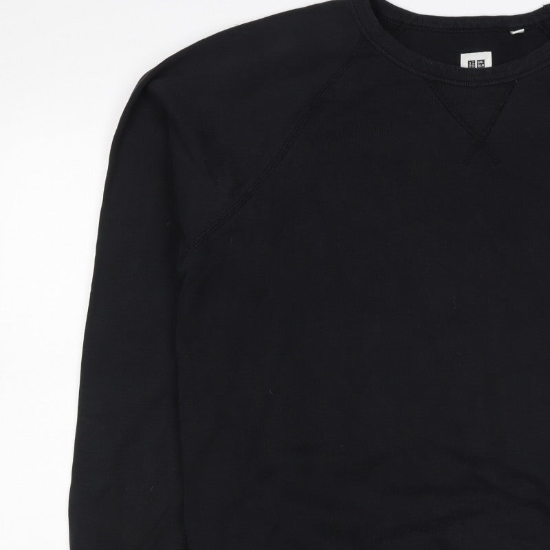Uniqlo Men Black XL Crew Neck Cotton Pullover Sweatshirt