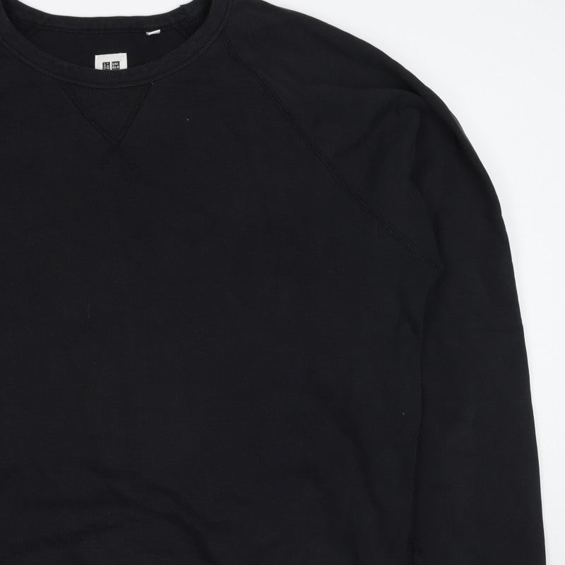 Uniqlo Men Black XL Crew Neck Cotton Pullover Sweatshirt
