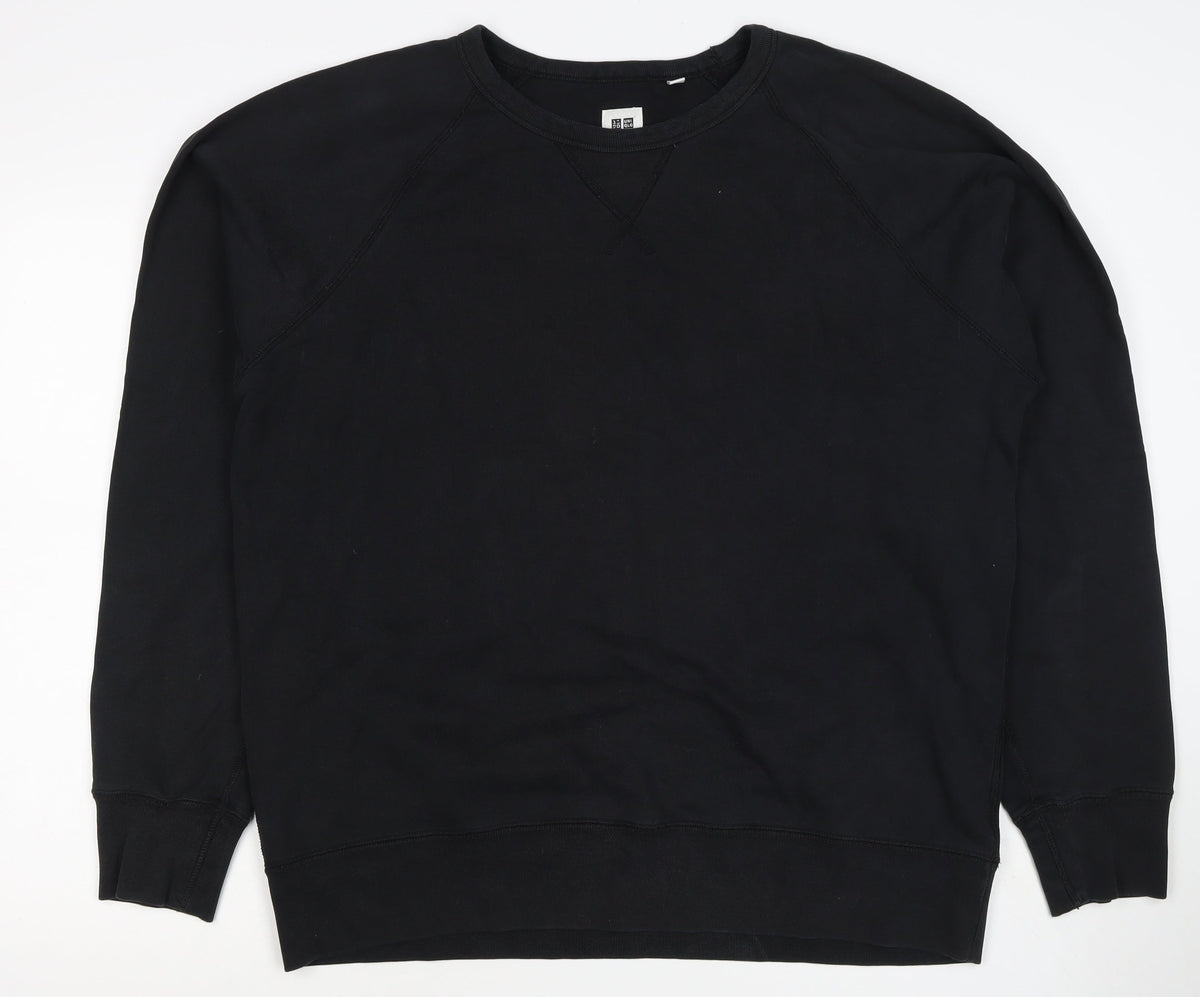 Uniqlo Men Black XL Crew Neck Cotton Pullover Sweatshirt