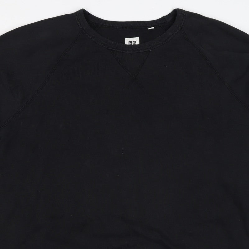Uniqlo Men Black XL Crew Neck Cotton Pullover Sweatshirt
