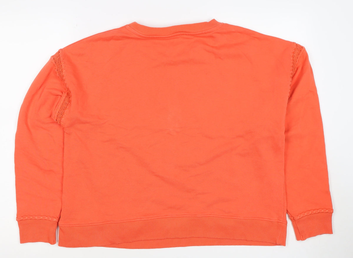 Oliver Bonas Women’s Orange UK 10 Pullover Sweatshirt Crochet Trim