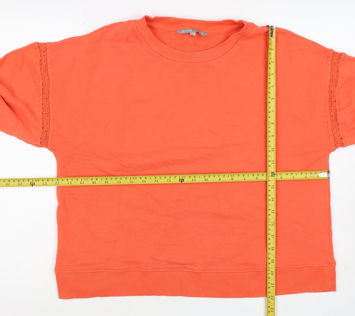 Oliver Bonas Women’s Orange UK 10 Pullover Sweatshirt Crochet Trim