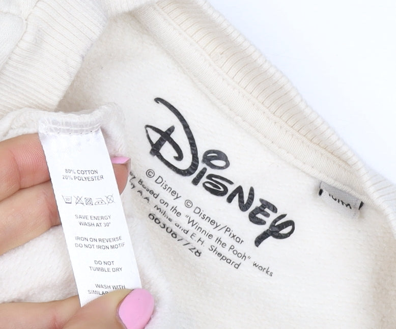 Disney Women’s Ivory UK 10 Mickey Mouse Pullover Sweatshirt Graphic Print