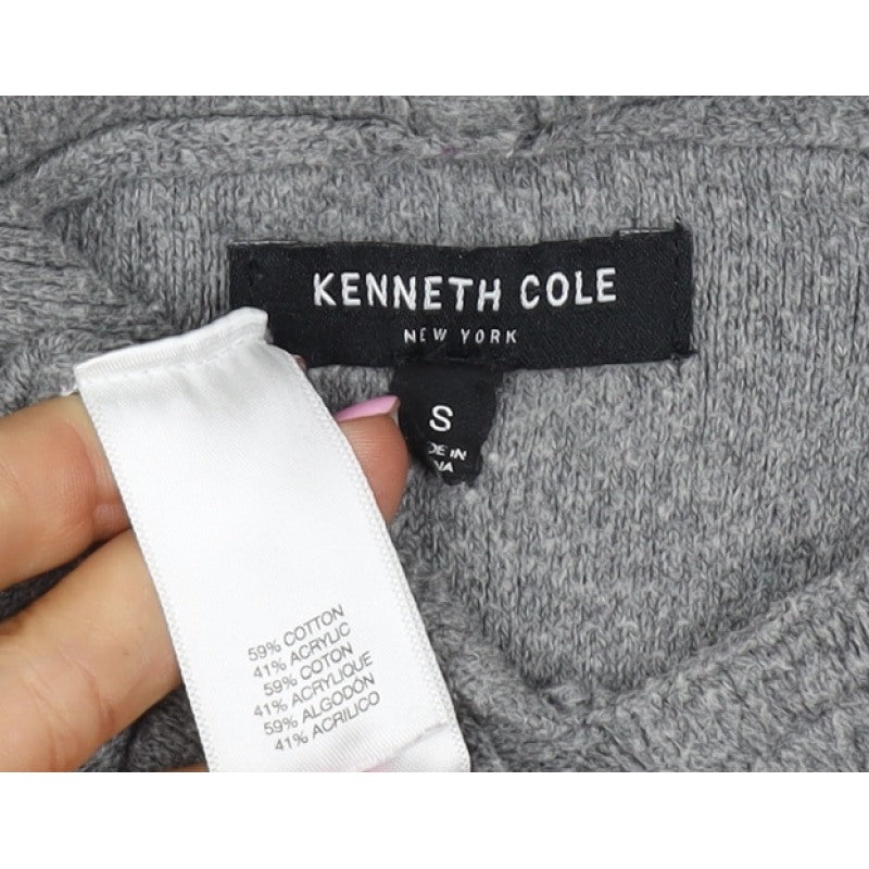 Kenneth Cole Women Grey S Pullover Hooded Sweatshirt Pockets