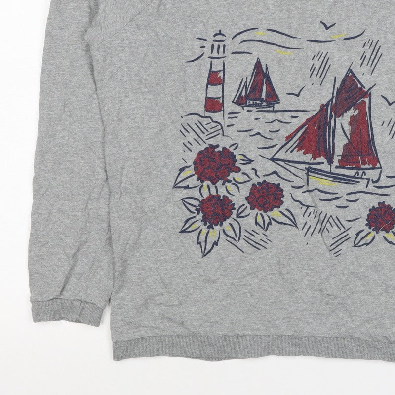 Seasalt Cornwall Women Grey UK 14 Pullover Sweatshirt Nautical Print