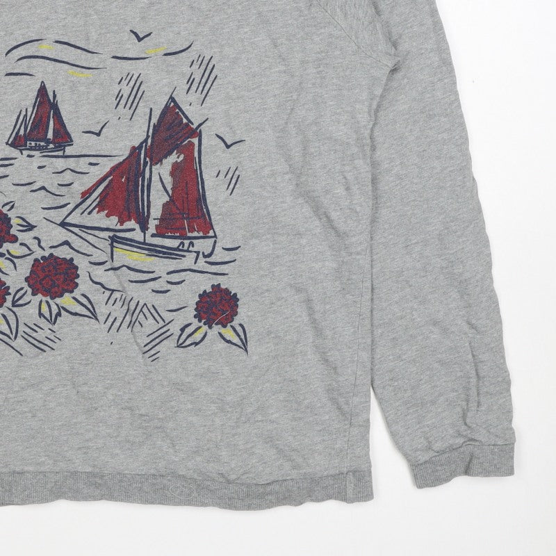 Seasalt Cornwall Women Grey UK 14 Pullover Sweatshirt Nautical Print