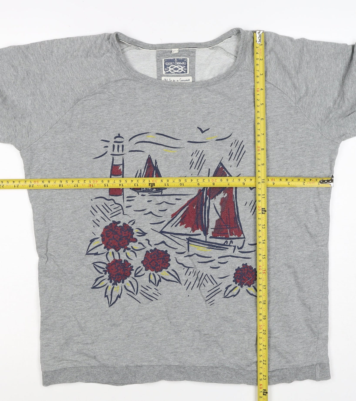 Seasalt Cornwall Women Grey UK 14 Pullover Sweatshirt Nautical Print