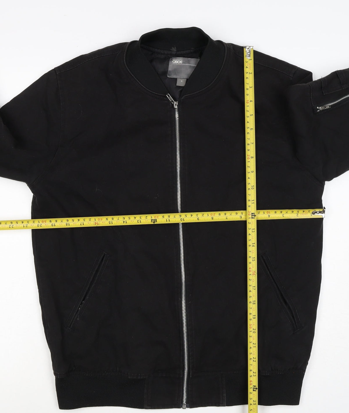 ASOS Men’s Black M Cotton Bomber Jacket Full Zip Lined