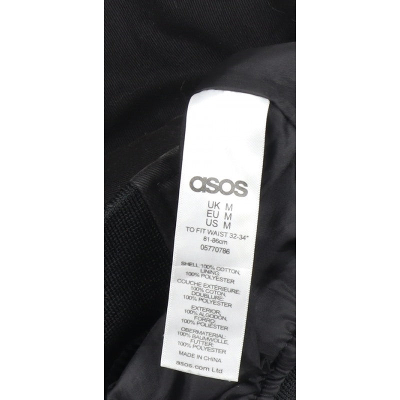 ASOS Men’s Black M Cotton Bomber Jacket Full Zip Lined