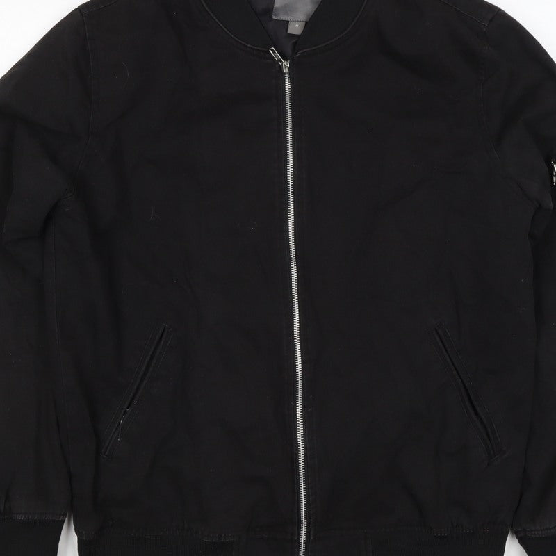 ASOS Men’s Black M Cotton Bomber Jacket Full Zip Lined