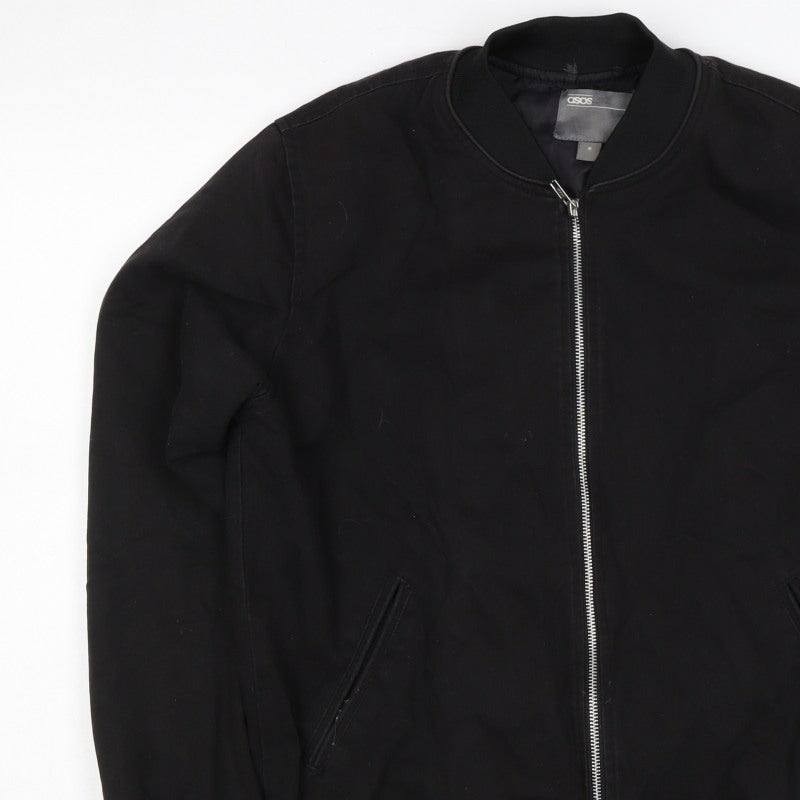 ASOS Men’s Black M Cotton Bomber Jacket Full Zip Lined