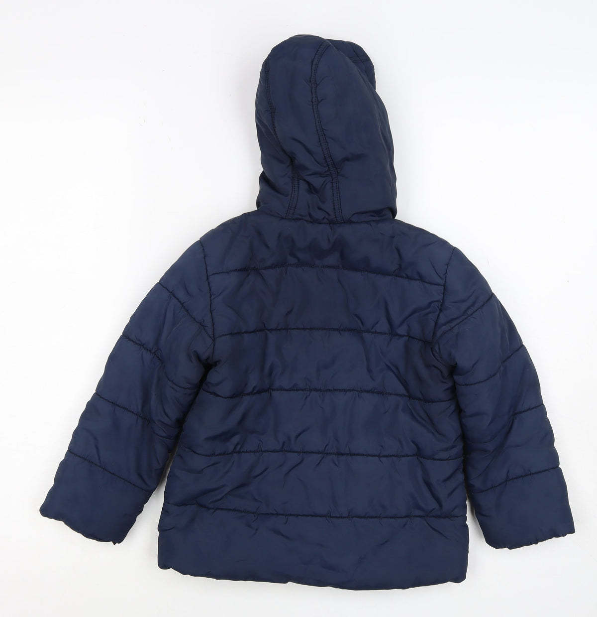 Joules Boys Blue 4 Years Hooded Puffer Jacket Orange Fleece Lining
