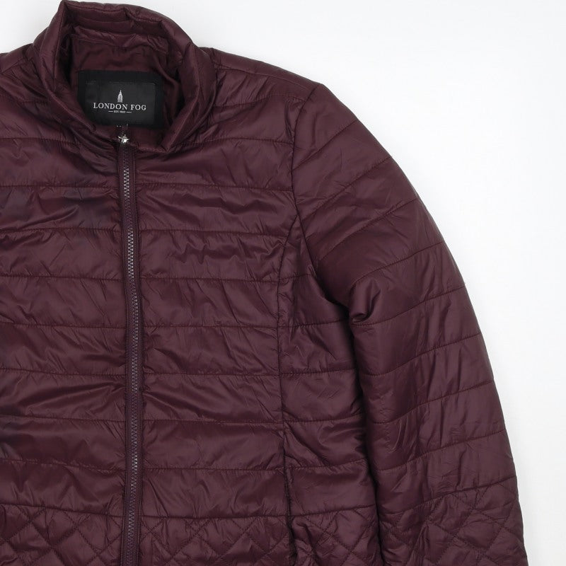 London Fog Women’s Purple M Quilted Puffer Jacket Insulated Full Zip